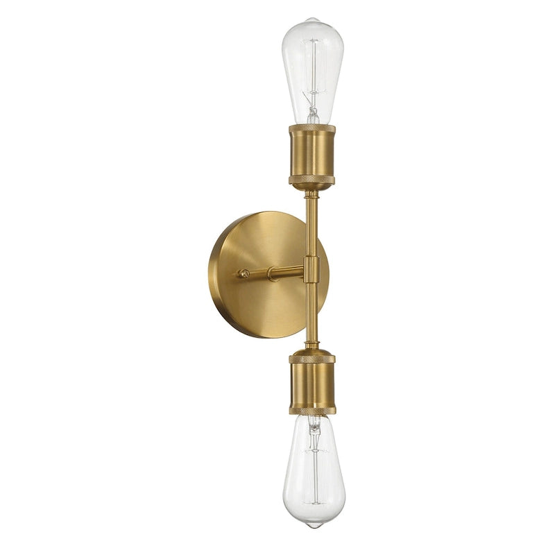 Double Lights Bathroom Wall Sconce - Clear Gold