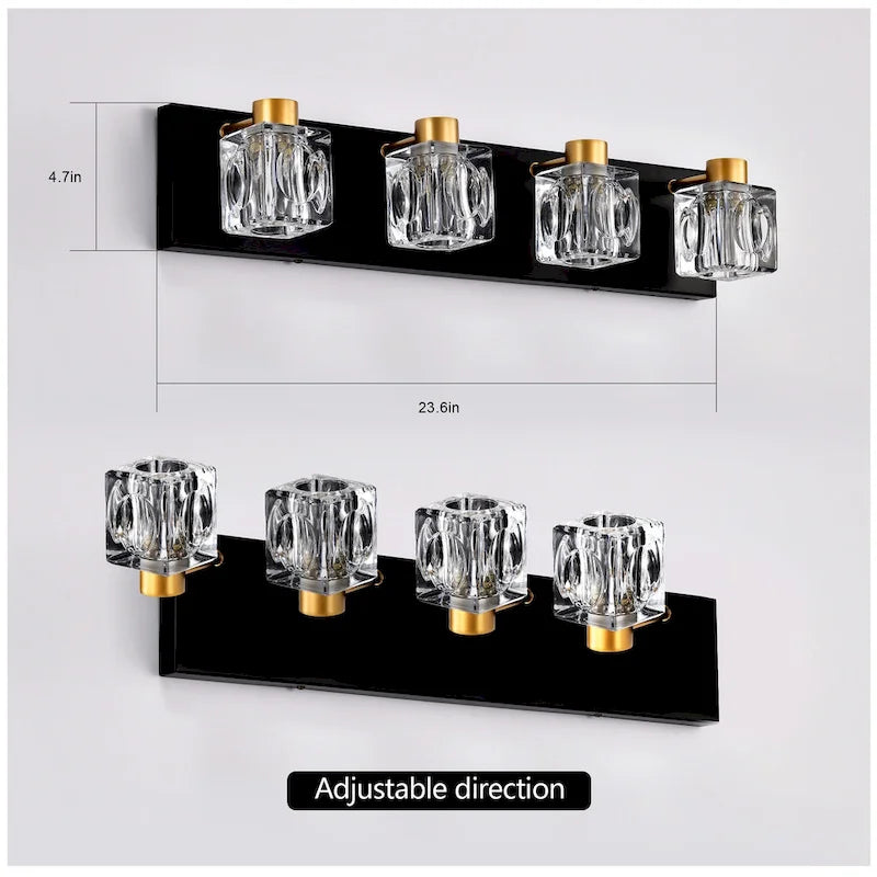 Modern Vanity Lights with Crystal Glass Shade - Gold
