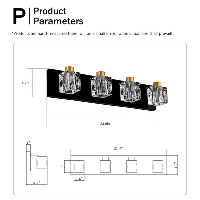 Modern Vanity Lights with Crystal Glass Shade - Gold