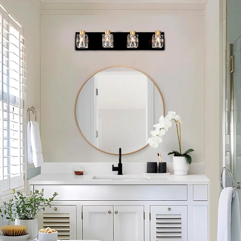 Modern Vanity Lights with Crystal Glass Shade - Gold