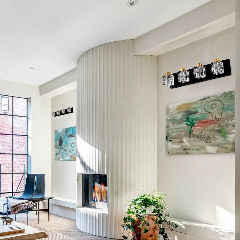 Modern Vanity Lights with Crystal Glass Shade - Gold