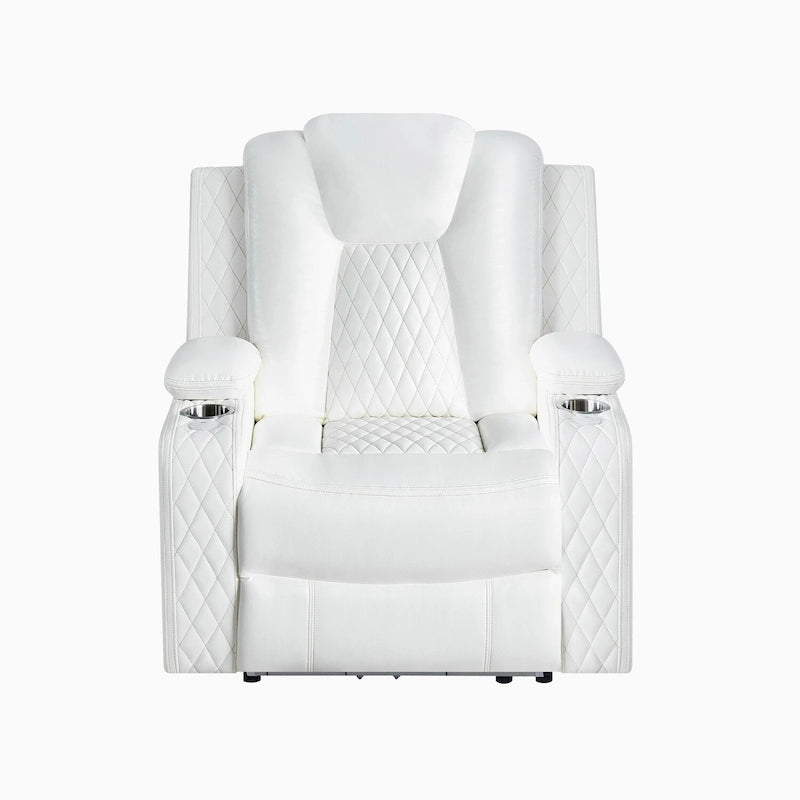 Ensemble de canapés inclinables de luxe style cinéma avec inclinaison électrique, lumières LED, chargement sans fil et haut-parleur Bluetooth
