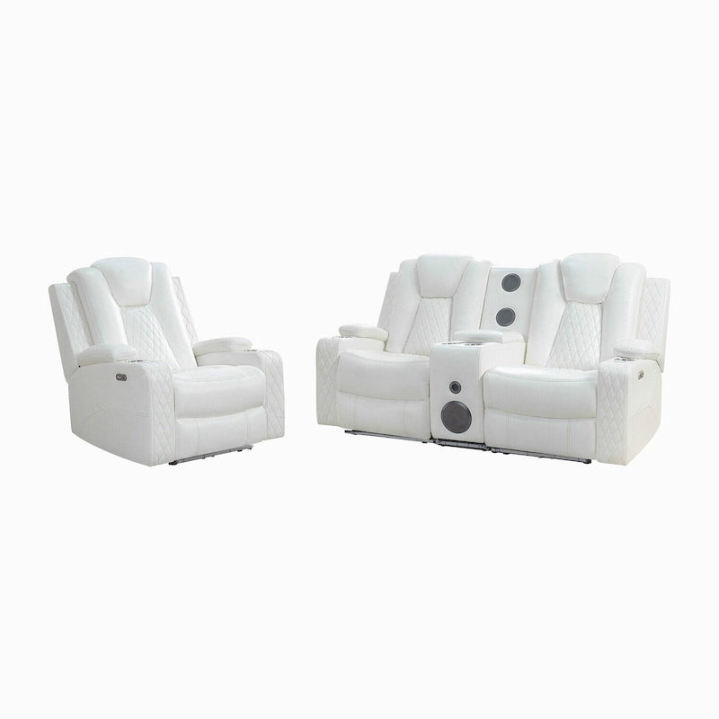 Ensemble de canapés inclinables de luxe style cinéma avec inclinaison électrique, lumières LED, chargement sans fil et haut-parleur Bluetooth