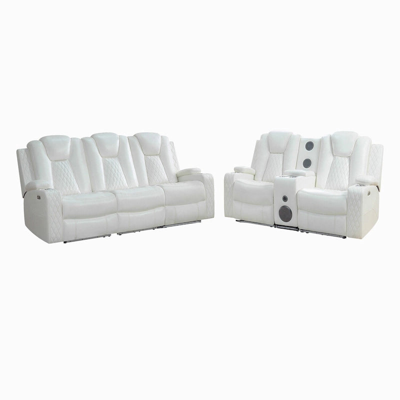 Ensemble de canapés inclinables de luxe style cinéma avec inclinaison électrique, lumières LED, chargement sans fil et haut-parleur Bluetooth