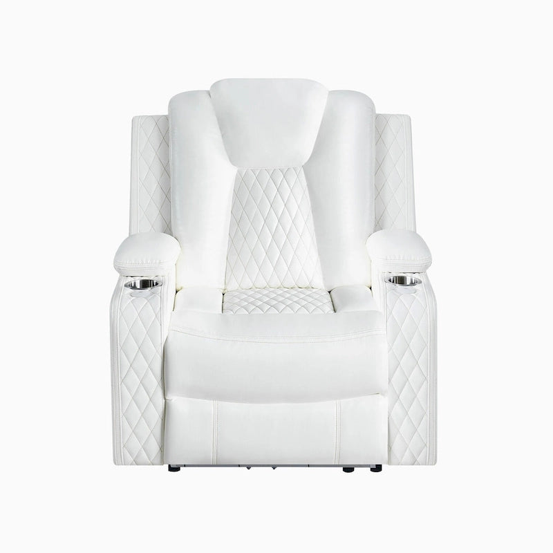 Ensemble de canapés inclinables de luxe style cinéma avec inclinaison électrique, lumières LED, chargement sans fil et haut-parleur Bluetooth