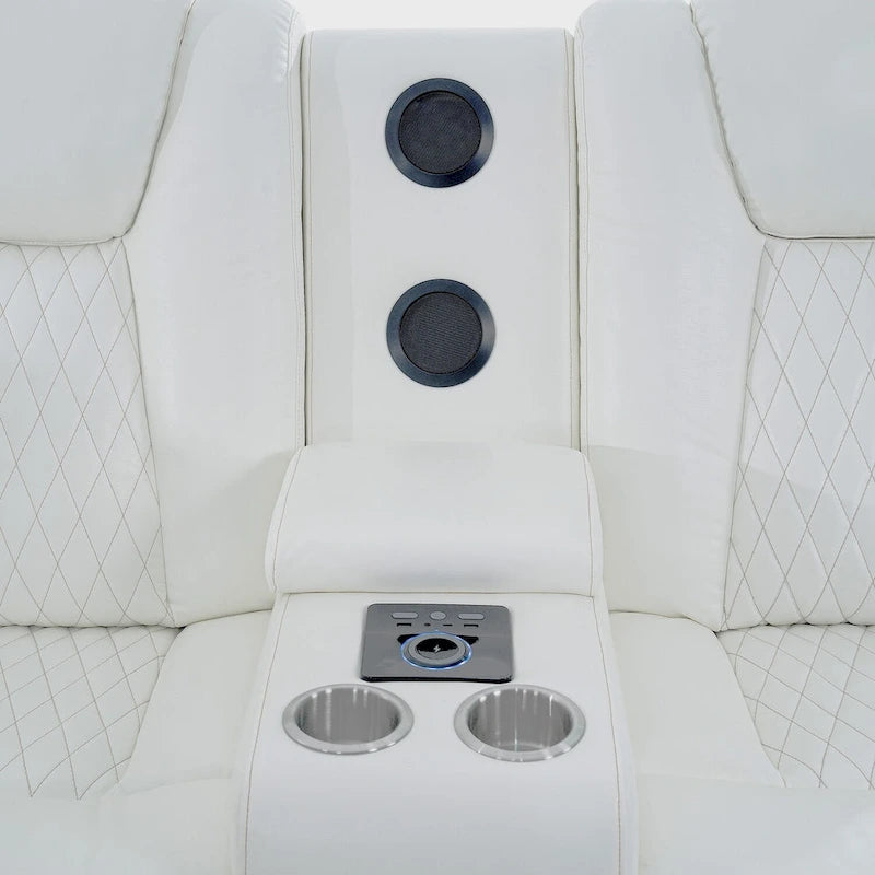 Ensemble de canapés inclinables de luxe style cinéma avec inclinaison électrique, lumières LED, chargement sans fil et haut-parleur Bluetooth