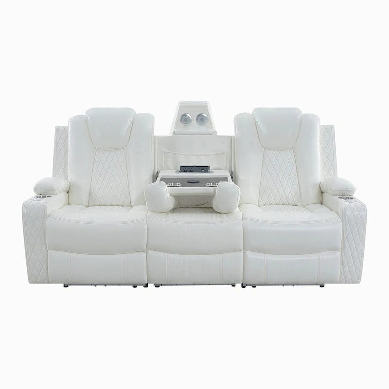 Ensemble de canapés inclinables de luxe style cinéma avec inclinaison électrique, lumières LED, chargement sans fil et haut-parleur Bluetooth