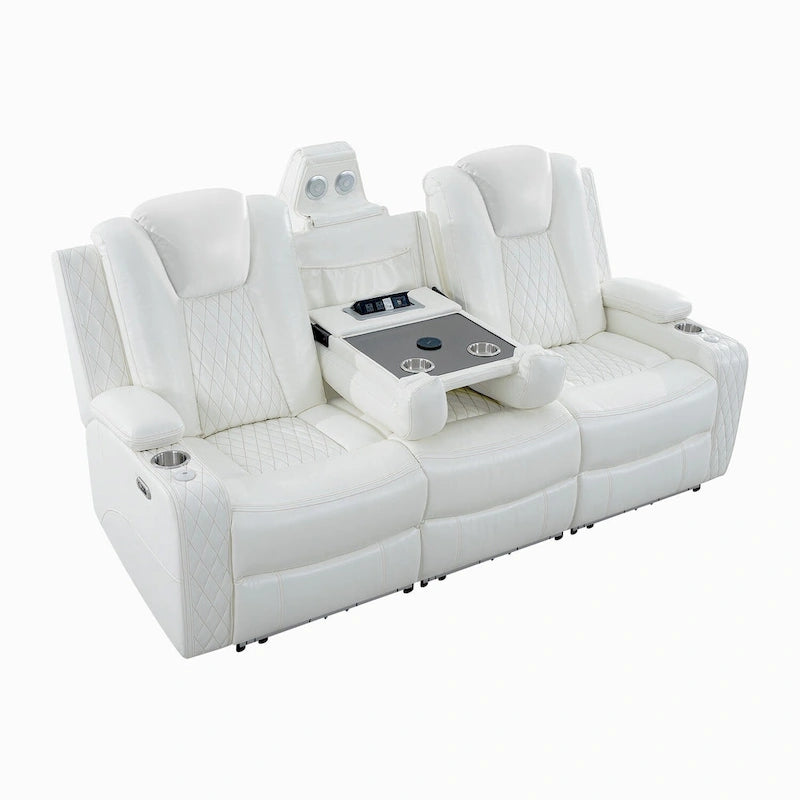 Ensemble de canapés inclinables de luxe style cinéma avec inclinaison électrique, lumières LED, chargement sans fil et haut-parleur Bluetooth