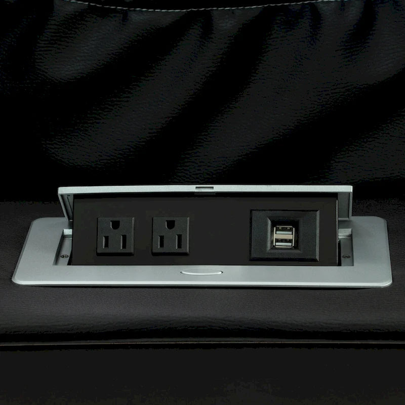 Ensemble de canapés inclinables de luxe style cinéma avec inclinaison électrique, lumières LED, chargement sans fil et haut-parleur Bluetooth