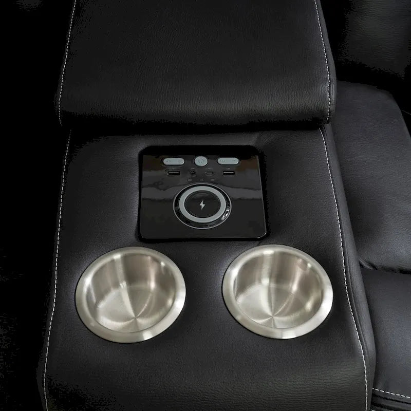 Ensemble de canapés inclinables de luxe style cinéma avec inclinaison électrique, lumières LED, chargement sans fil et haut-parleur Bluetooth