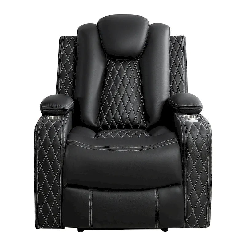 Ensemble de canapés inclinables de luxe style cinéma avec inclinaison électrique, lumières LED, chargement sans fil et haut-parleur Bluetooth