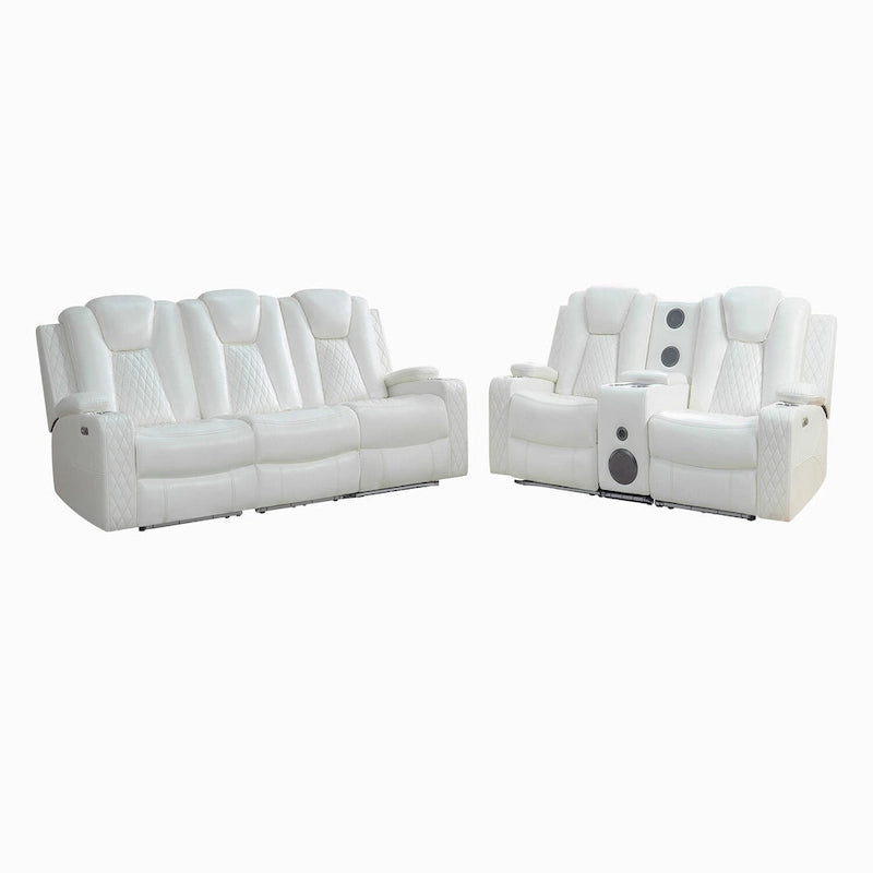 Ensemble de canapés inclinables de luxe style cinéma avec inclinaison électrique, lumières LED, chargement sans fil et haut-parleur Bluetooth