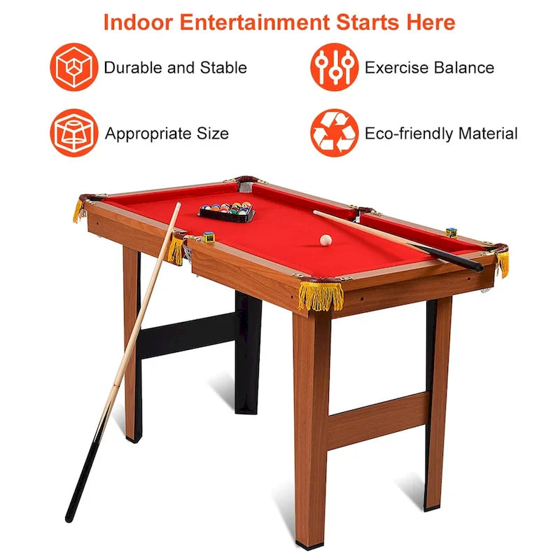 Table de billard miniature Costway 48 pouces (122 cm) avec queues et boules - Dimensions : 48 cm (L) x 26 cm (l) x 30 cm (H)