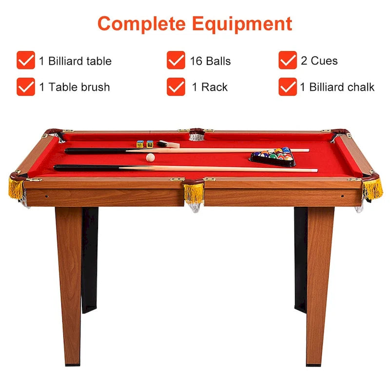 Table de billard miniature Costway 48 pouces (122 cm) avec queues et boules - Dimensions : 48 cm (L) x 26 cm (l) x 30 cm (H)