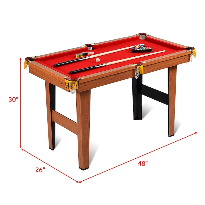 Table de billard miniature Costway 48 pouces (122 cm) avec queues et boules - Dimensions : 48 cm (L) x 26 cm (l) x 30 cm (H)