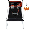 Jeu d'arcade de basketball pliable, jeu de basketball d'intérieur à 2 joueurs, sport de tir double à domicile avec 8 modes de jeu et pompe de gonflage.