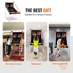 Jeu d'arcade de basketball pliable, jeu de basketball d'intérieur à 2 joueurs, sport de tir double à domicile avec 8 modes de jeu et pompe de gonflage.