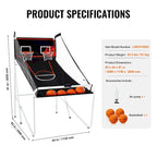 Jeu d'arcade de basketball pliable, jeu de basketball d'intérieur à 2 joueurs, sport de tir double à domicile avec 8 modes de jeu et pompe de gonflage.