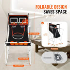 Jeu d'arcade de basketball pliable, jeu de basketball d'intérieur à 2 joueurs, sport de tir double à domicile avec 8 modes de jeu et pompe de gonflage.