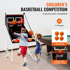 Jeu d'arcade de basketball pliable, jeu de basketball d'intérieur à 2 joueurs, sport de tir double à domicile avec 8 modes de jeu et pompe de gonflage.
