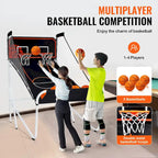Jeu d'arcade de basketball pliable, jeu de basketball d'intérieur à 2 joueurs, sport de tir double à domicile avec 8 modes de jeu et pompe de gonflage.