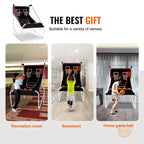 Jeu d'arcade de basketball pliable, jeu de basketball d'intérieur à 2 joueurs, sport de tir double à domicile avec 8 modes de jeu et pompe de gonflage.