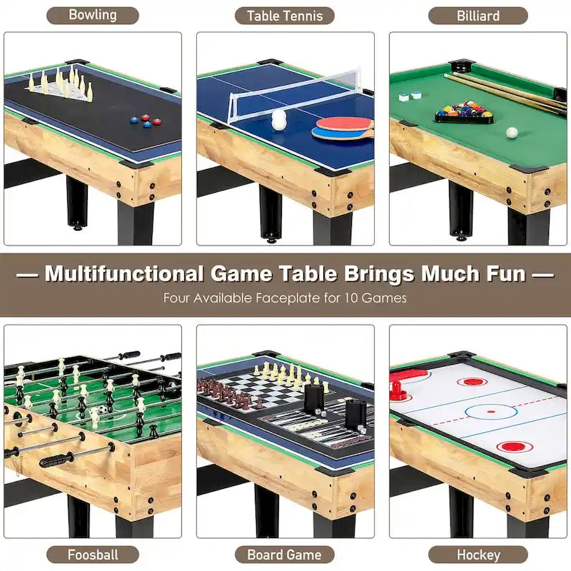 Ensemble de table de jeux combinée 10 en 1 Costway, table de jeux multi-jeux pour la maison - Voir les détails