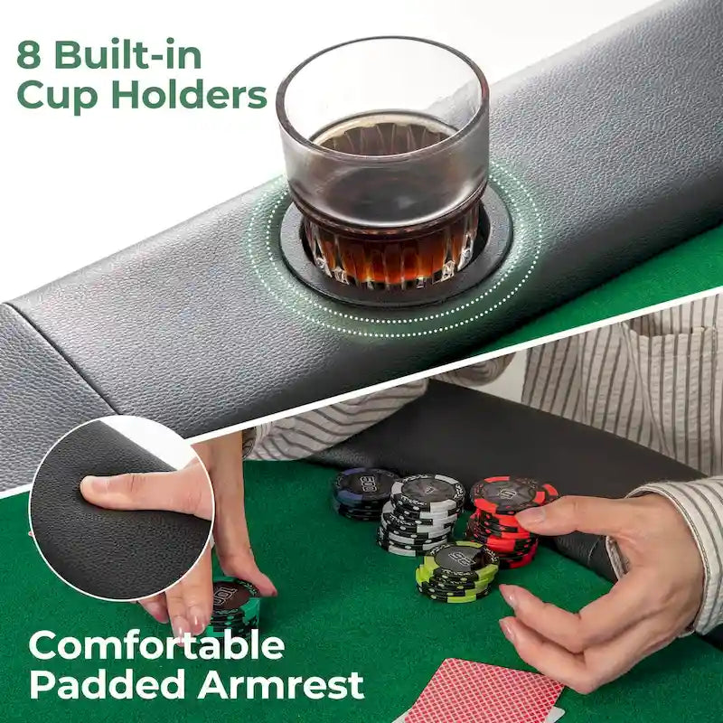 Table de poker Costway pour 8 joueurs avec 8 porte-gobelets et accoudoirs confortables