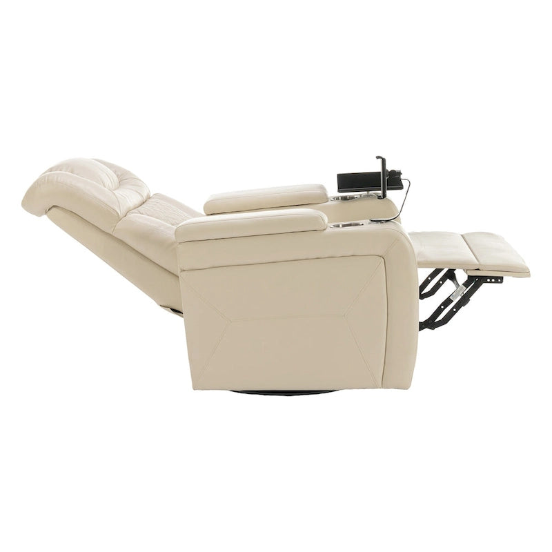 Fauteuil inclinable électrique pivotant à 270° en cuir PU avec support pour téléphone, porte-gobelet et port USB - Idéal pour le salon ou le home cinéma.