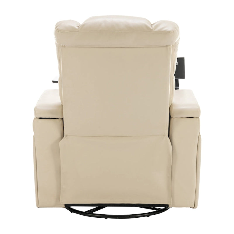 Fauteuil inclinable électrique pivotant à 270° en cuir PU avec support pour téléphone, porte-gobelet et port USB - Idéal pour le salon ou le home cinéma.