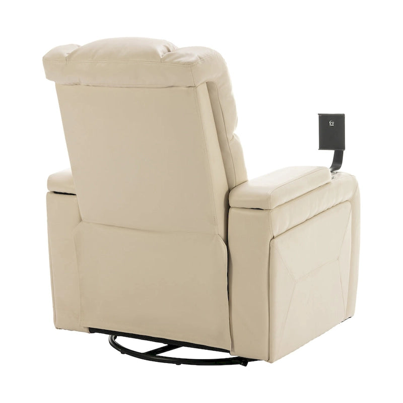 Fauteuil inclinable électrique pivotant à 270° en cuir PU avec support pour téléphone, porte-gobelet et port USB - Idéal pour le salon ou le home cinéma.