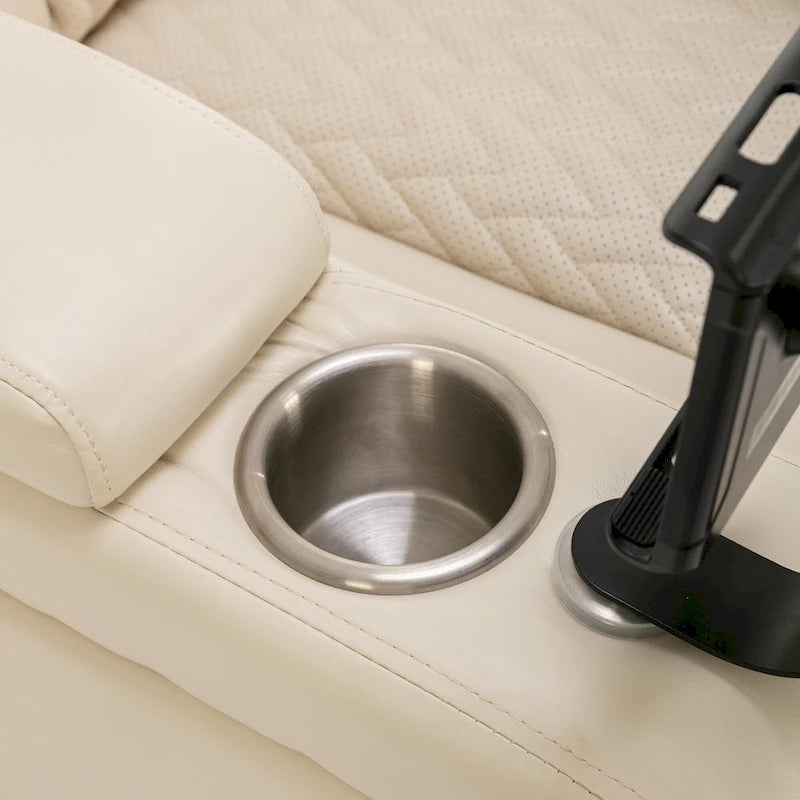 Fauteuil inclinable électrique pivotant à 270° en cuir PU avec support pour téléphone, porte-gobelet et port USB - Idéal pour le salon ou le home cinéma.