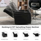 Fauteuil inclinable électrique pivotant à 270° en cuir PU avec support pour téléphone, porte-gobelet et port USB - Idéal pour le salon ou le home cinéma.