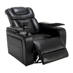Fauteuil inclinable électrique pivotant à 270° en cuir PU avec support pour téléphone, porte-gobelet et port USB - Idéal pour le salon ou le home cinéma.