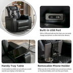 Fauteuil inclinable électrique pivotant à 270° en cuir PU avec support pour téléphone, porte-gobelet et port USB - Idéal pour le salon ou le home cinéma.