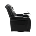Fauteuil inclinable électrique pivotant à 270° en cuir PU avec support pour téléphone, porte-gobelet et port USB - Idéal pour le salon ou le home cinéma.