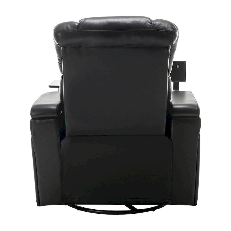 Fauteuil inclinable électrique pivotant à 270° en cuir PU avec support pour téléphone, porte-gobelet et port USB - Idéal pour le salon ou le home cinéma.