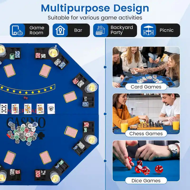Table de poker Costway 48 - 8 joueurs, pliable, Texas Holdem - Voir les détails