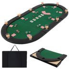 Plateau de table de poker pliable et rembourré Gymax 84 x 42 pour 10 joueurs avec
