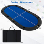 Plateau de table de poker pliable et rembourré Gymax 84 x 42 pour 10 joueurs avec