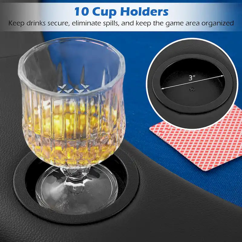 Plateau de table de poker pliable et rembourré Gymax 84 x 42 pour 10 joueurs avec