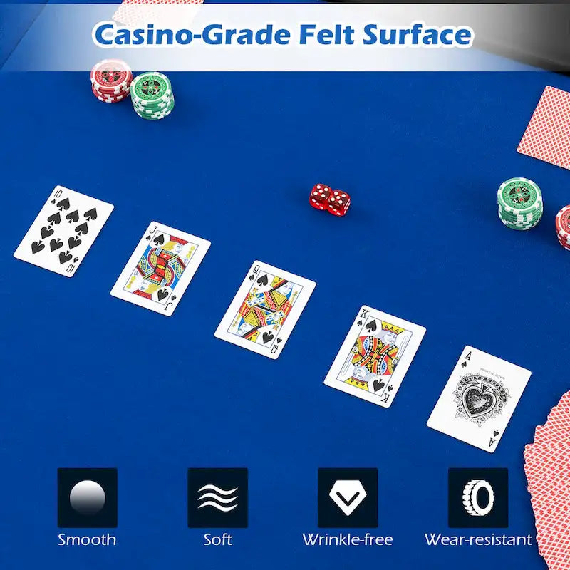 Plateau de table de poker pliable et rembourré Gymax 84 x 42 pour 10 joueurs avec