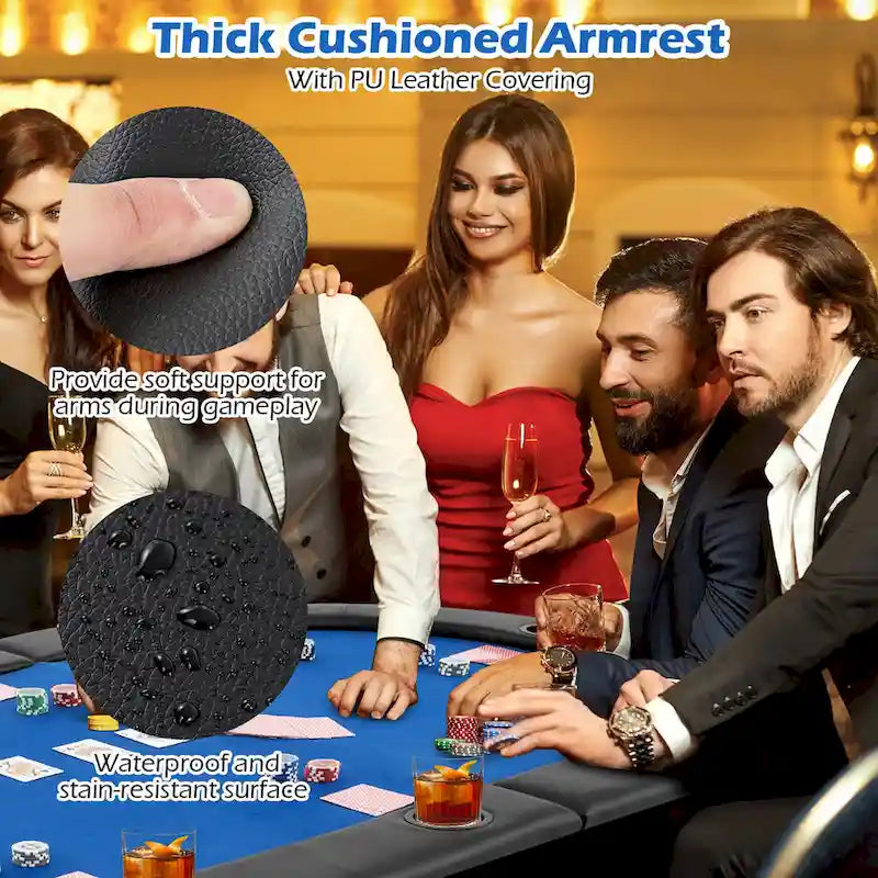 Plateau de table de poker pliable et rembourré Gymax 84 x 42 pour 10 joueurs avec