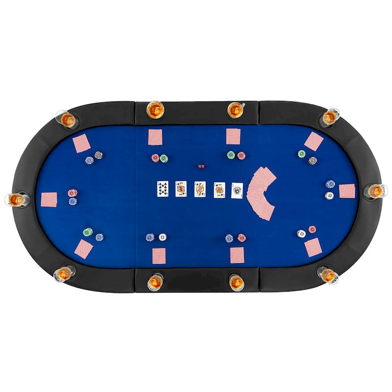 Plateau de table de poker pliable et rembourré Gymax 84 x 42 pour 10 joueurs avec
