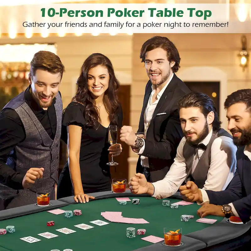 Plateau de table de poker pliable et rembourré Gymax 84 x 42 pour 10 joueurs avec