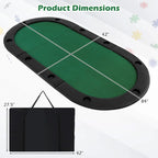 Plateau de table de poker pliable et rembourré Gymax 84 x 42 pour 10 joueurs avec