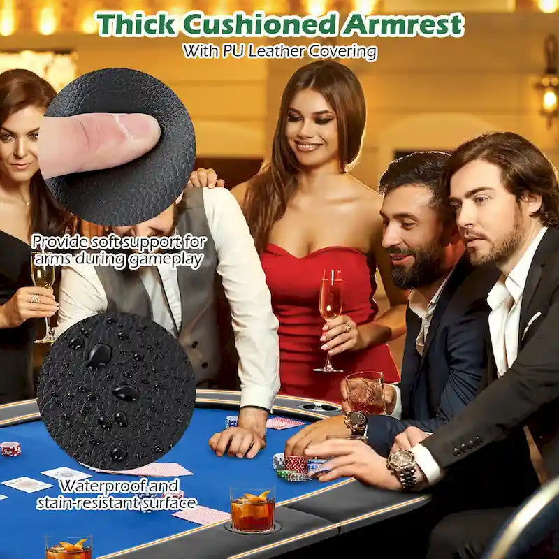 Plateau de table de poker pliable et rembourré Gymax 84 x 42 pour 10 joueurs avec