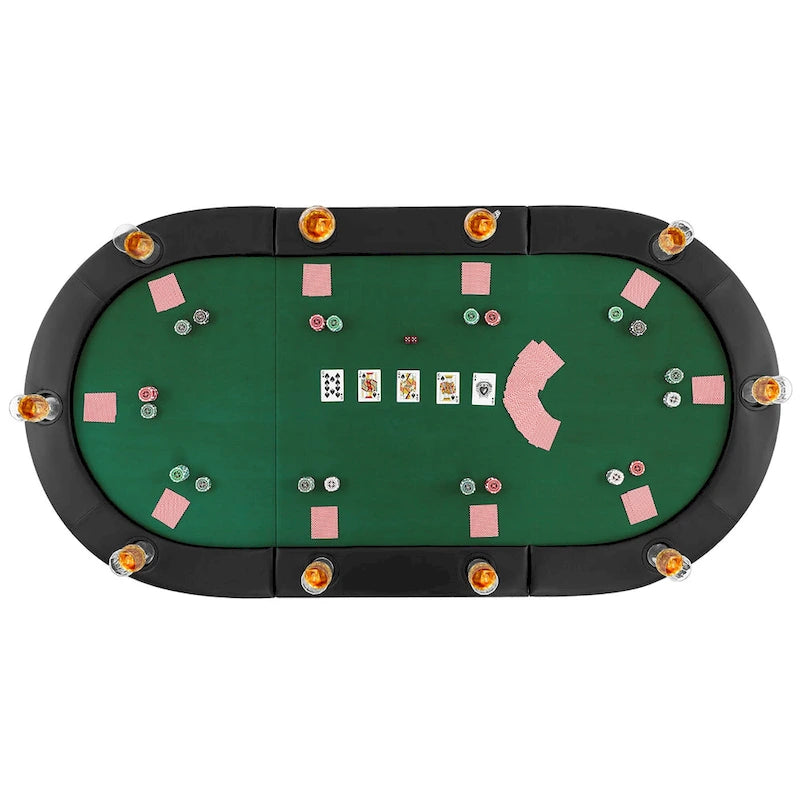 Plateau de table de poker pliable et rembourré Gymax 84 x 42 pour 10 joueurs avec