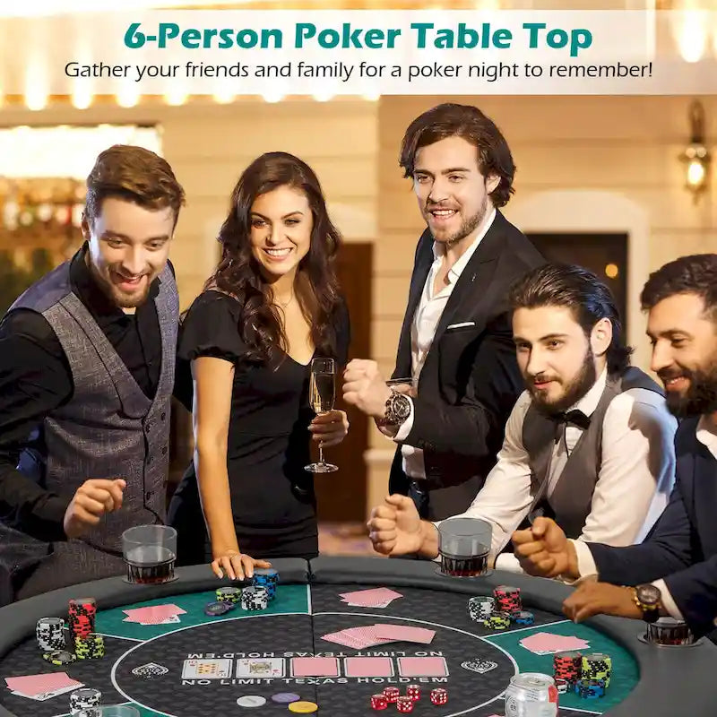 Table de poker pliable Costway 48 pour 6 joueurs avec sac de transport et gobelet inclus - Voir les détails
