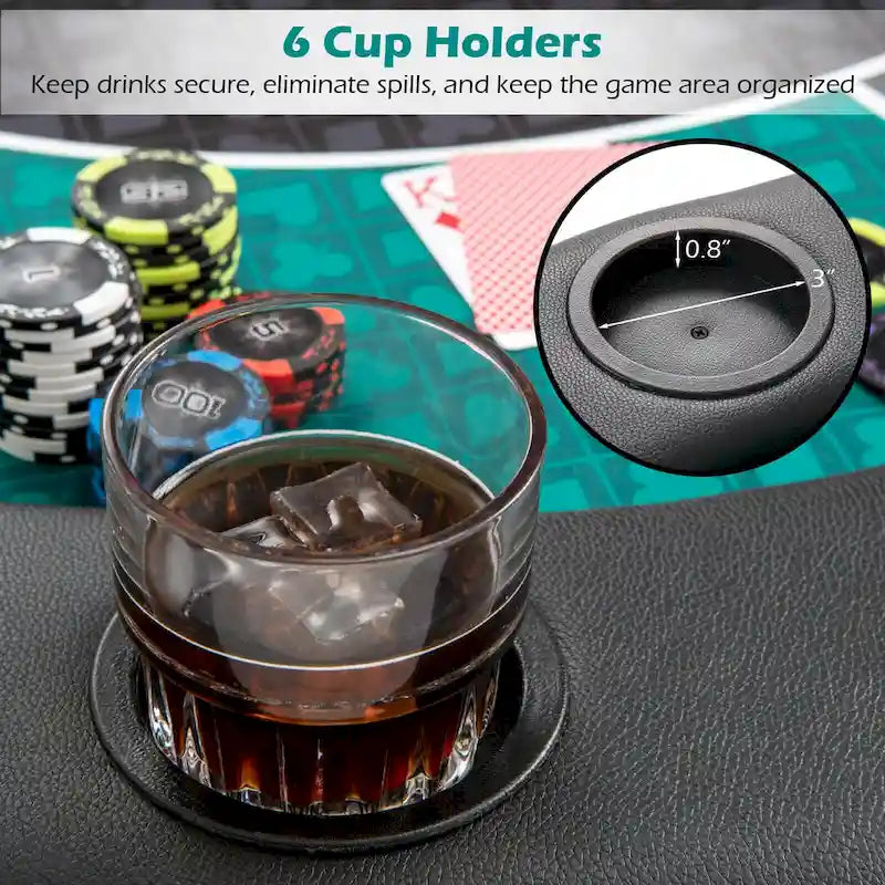 Table de poker pliable Costway 48 pour 6 joueurs avec sac de transport et gobelet inclus - Voir les détails